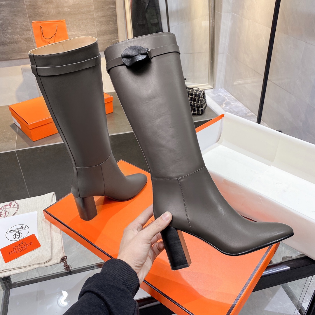 H**me5 High Heel Boots Gray For Women 3.54in/9cm