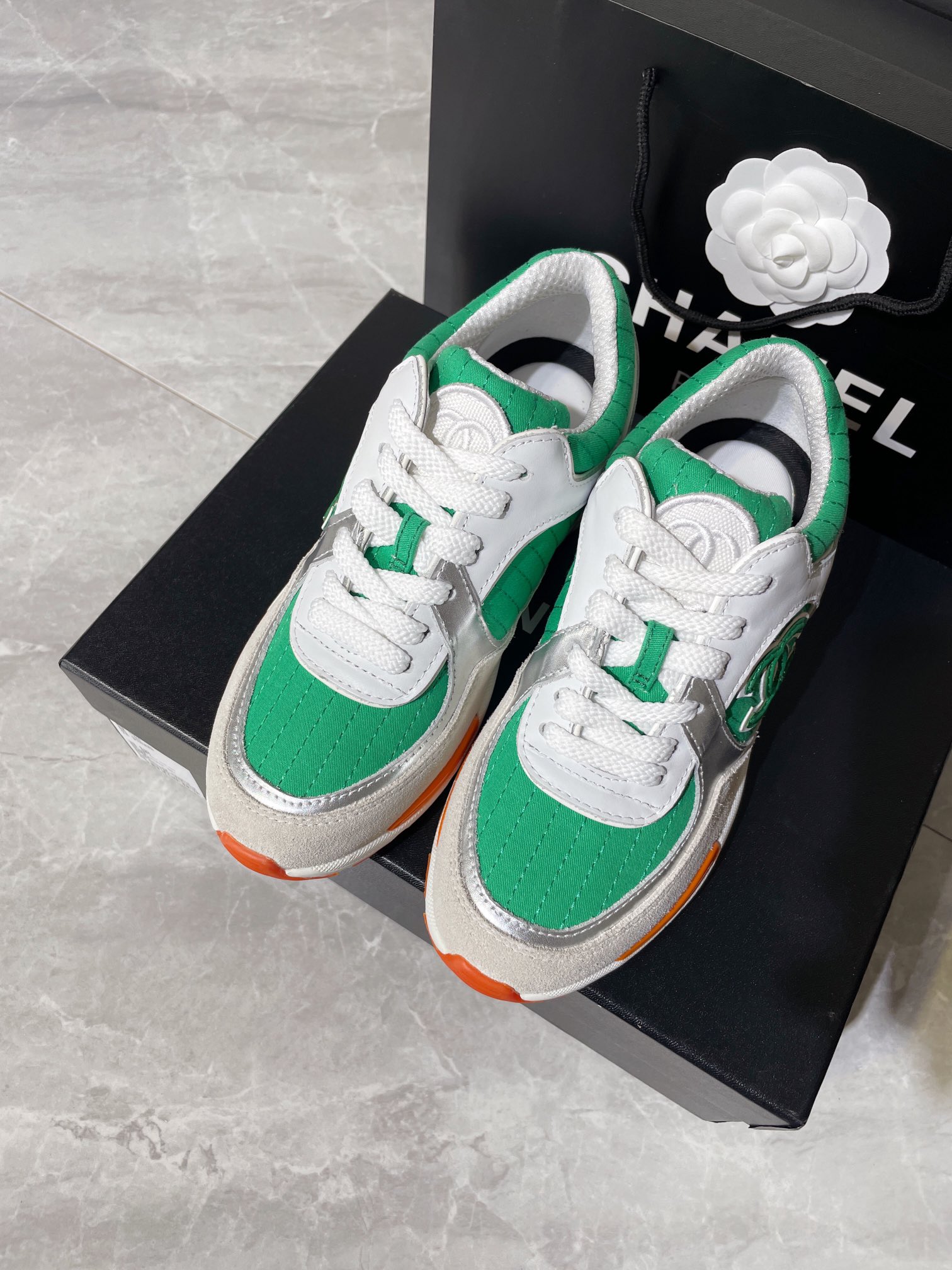 Ch**el Women’s Sneakers In Fabric Green For Women